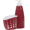 Distributeur de liquide vaisselle avec compartiment à éponge rouge