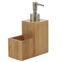 Distributeur de liquide vaisselle en bois avec compartiment à éponge