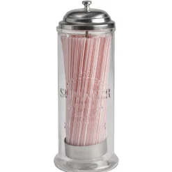 Distributeur de pailles transparent gris