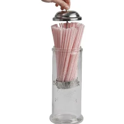 Distributeur de pailles transparent gris