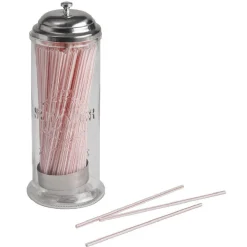 Distributeur de pailles transparent gris