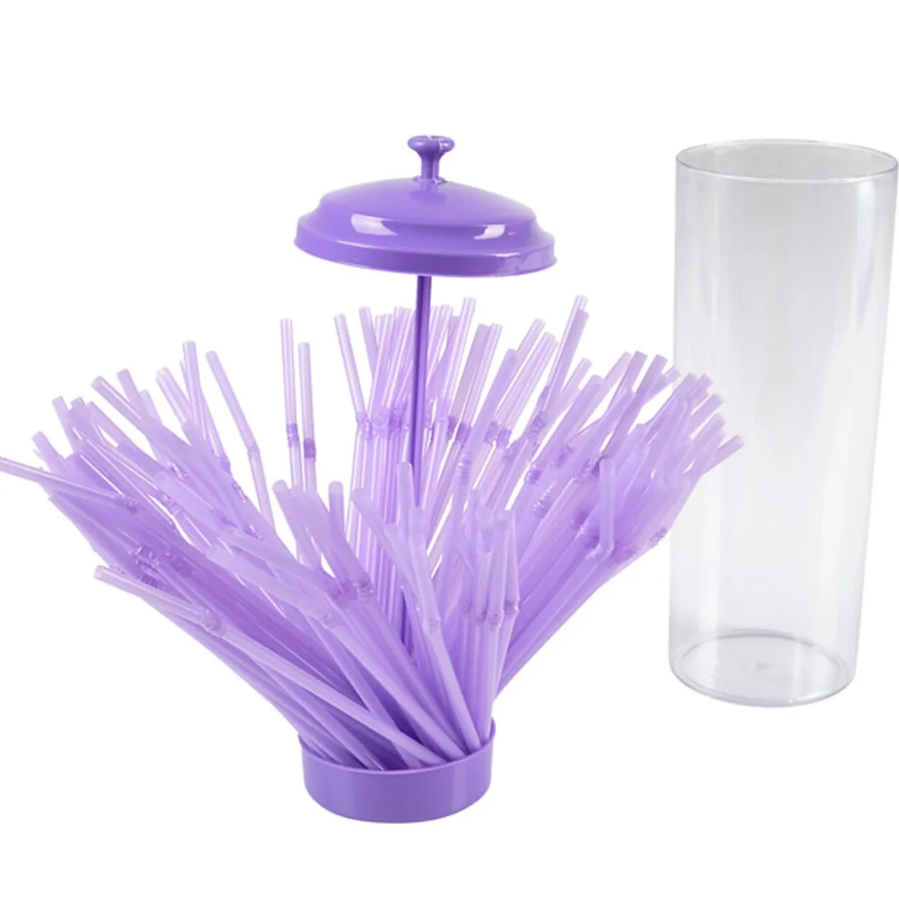 Distributeur de pailles violettes