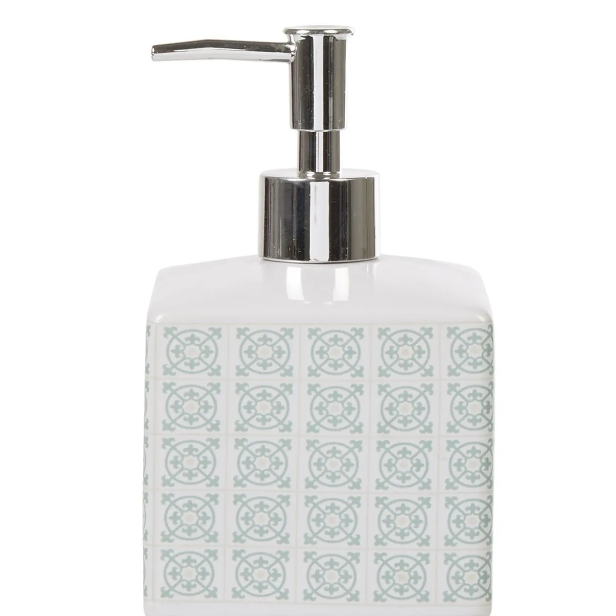 Distributeur de savon céramique carreau de ciment blanc vert