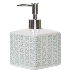 Distributeur de savon céramique carreau de ciment blanc vert