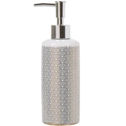 Distributeur de savon céramique motifs écaille blanc doré