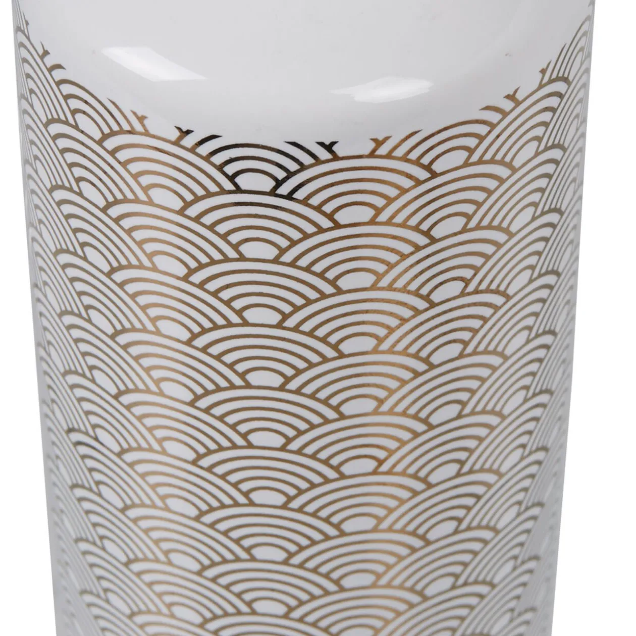 Distributeur de savon céramique motifs écaille blanc doré