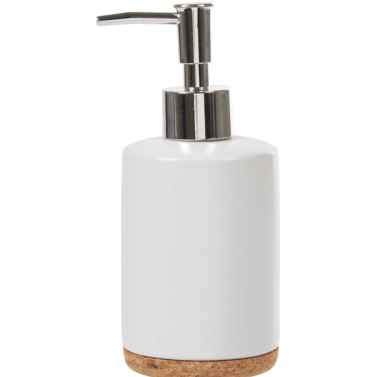 Distributeur de savon céramique blanc avec fond liège