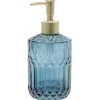 Distributeur de savon en verre effet cristallin bleu Ø8xH17,5cm