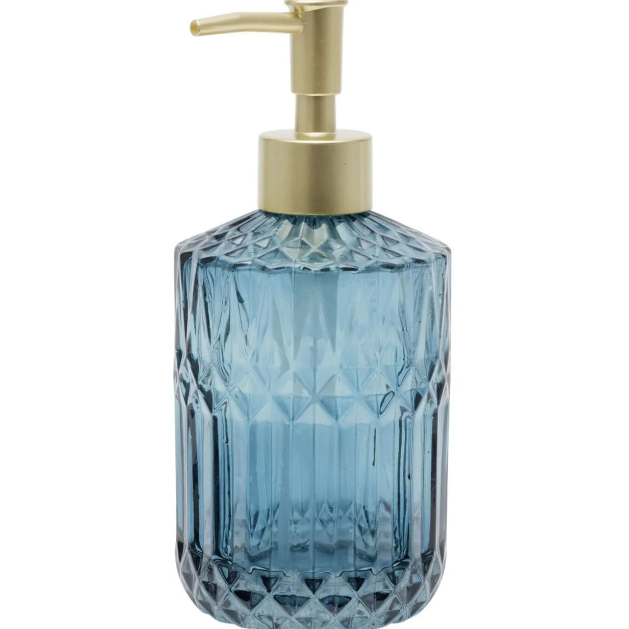 Distributeur de savon en verre effet cristallin bleu Ø8xH17,5cm