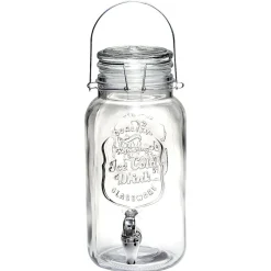 Distributeur forme bocal en verre transparent cont. 3,8 L