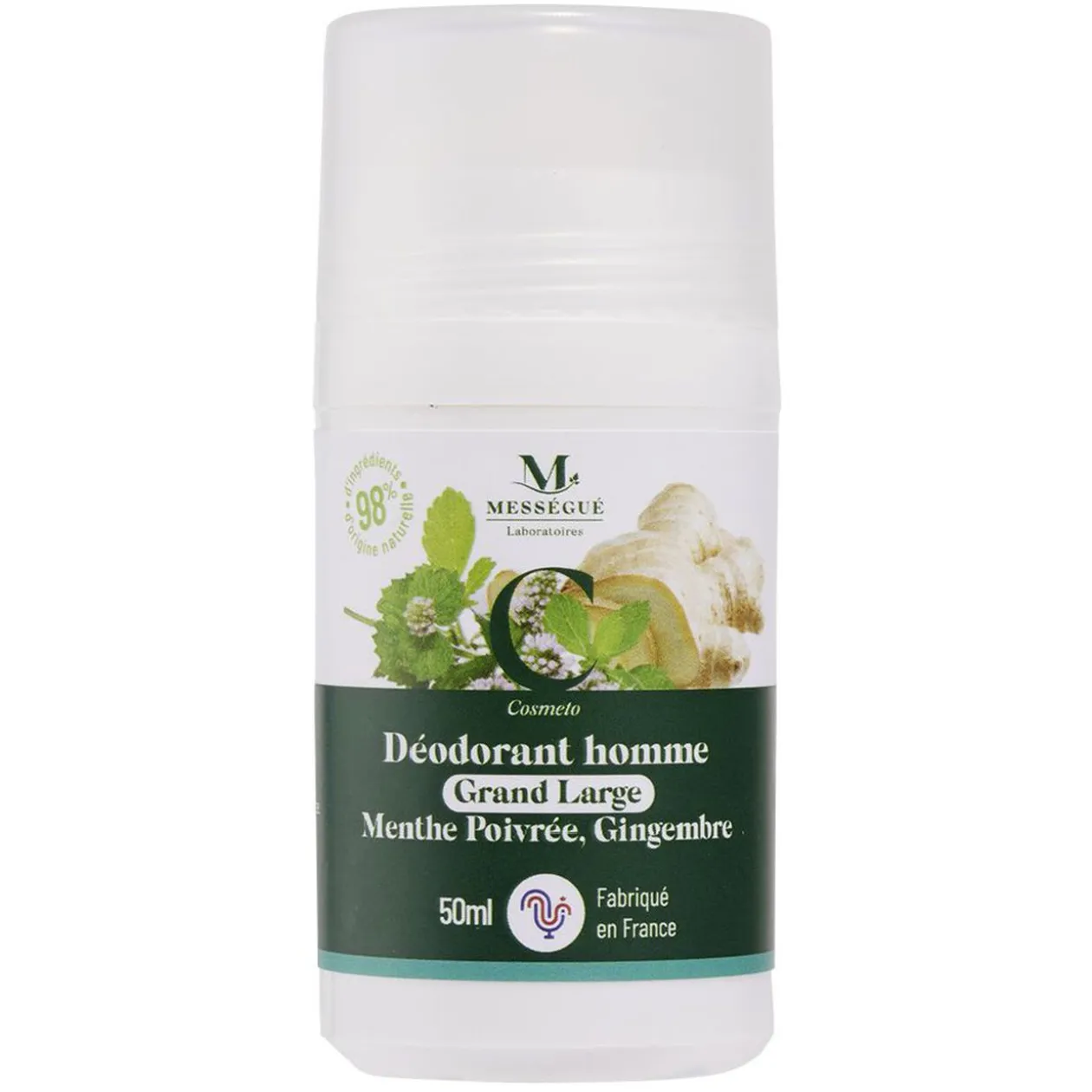 Déodorant homme Mességué menthe poivrée gingembre aloe vera 50ml