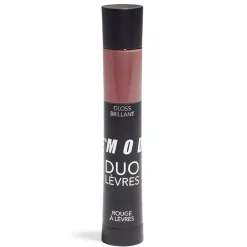 Duo levres gloss et rouge a levres assortie