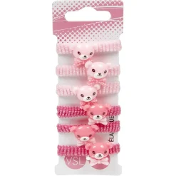 Elastique cheveux nounours rose x6