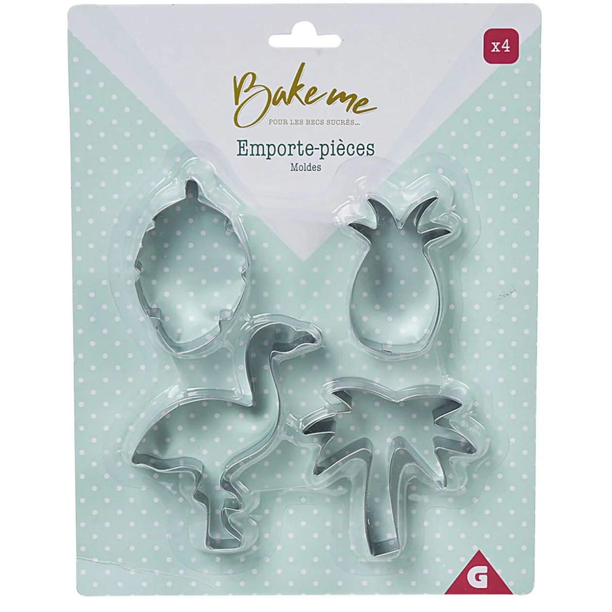 Emporte pièce forme Ananas Palmier Flamant rose Feuille x4