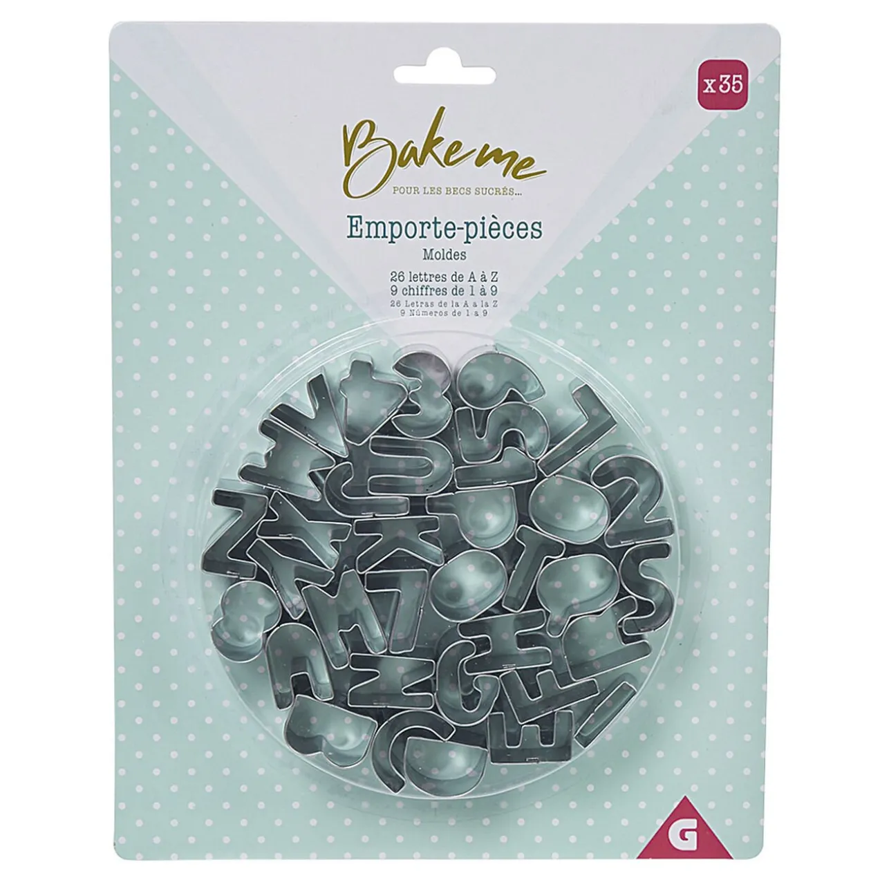 Emporte pièce forme lettre argenté x35