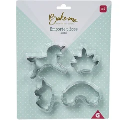 Emporte pièce forme Licorne Arc en ciel Couronne x4