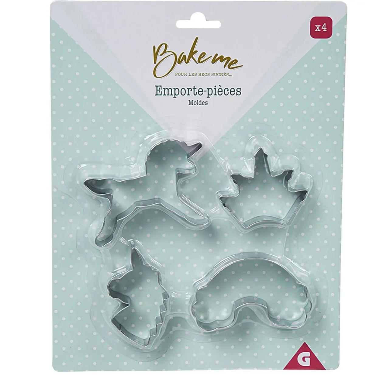 Emporte pièce forme Licorne Arc en ciel Couronne x4