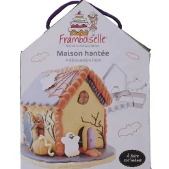 Emporte pièces maison hantée Halloween chauve souris x4