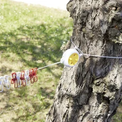 Enrouleur corde à linge rétractable 8 m jaune et blanc