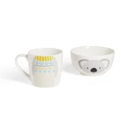 Ensemble bol et mug en porcelaine motif enfant motif koala H15cm