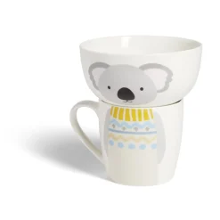Ensemble bol et mug en porcelaine motif enfant motif koala H15cm