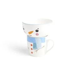 Ensemble mug 355ml avec bol 520ml porcelaine motif bonhomme de neige