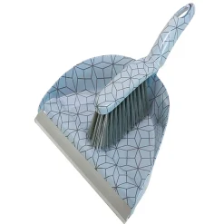 Ensemble pelle balayette motif géométrique gris