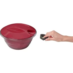 Essoreuse à salade 4 en 1 transparente et rouge