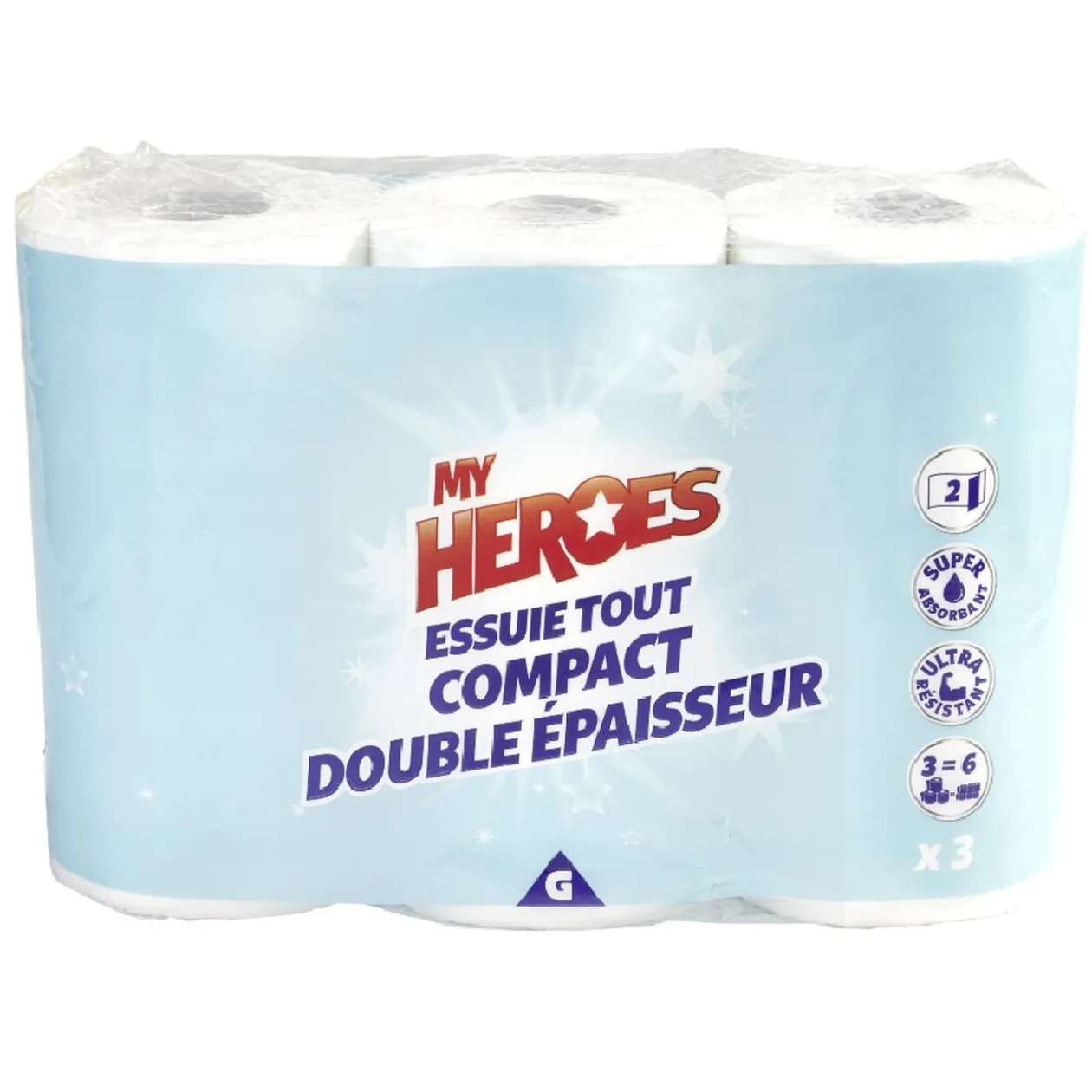 Essuie tout compact double épaisseur x 3