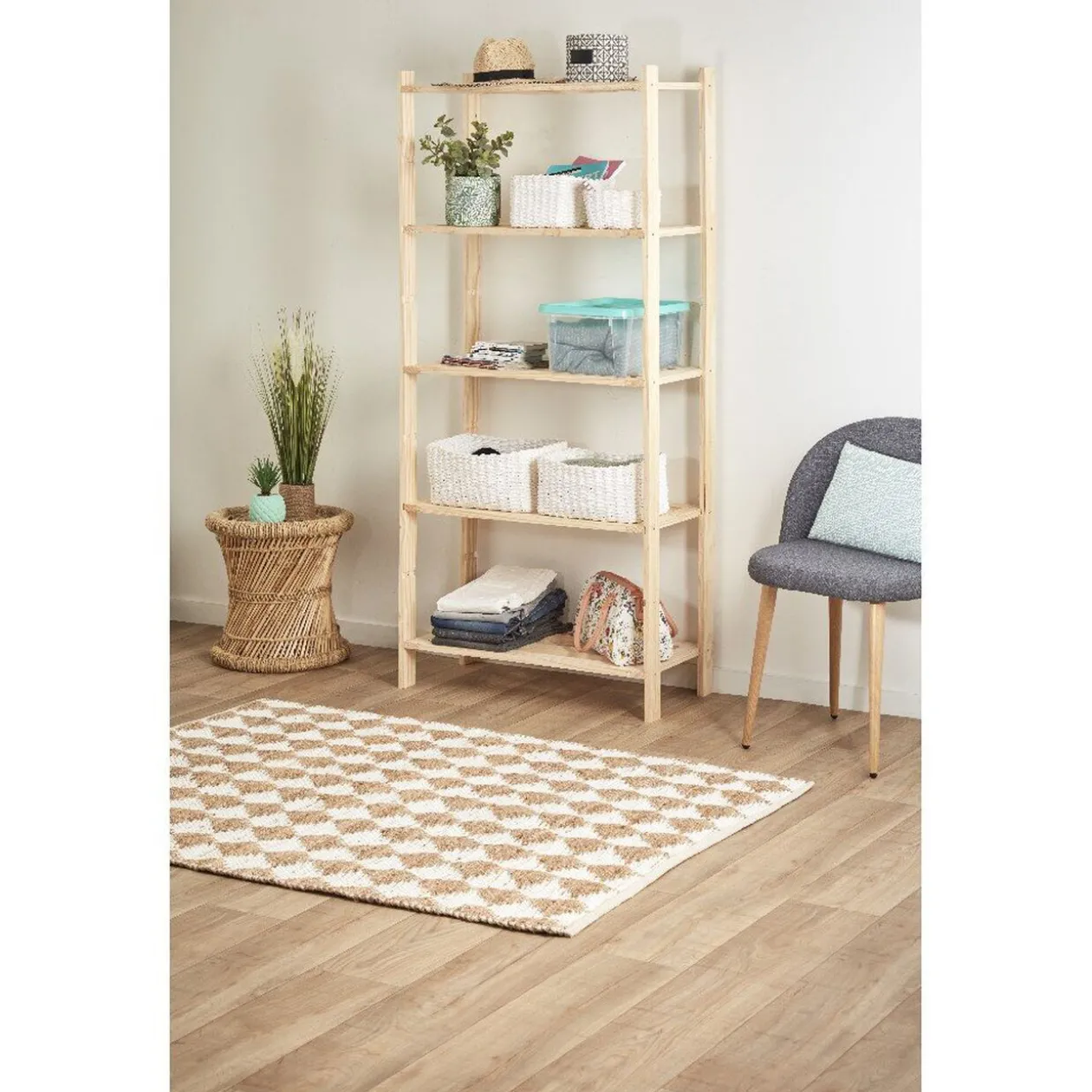 Etagère 5 niveaux en pin naturel