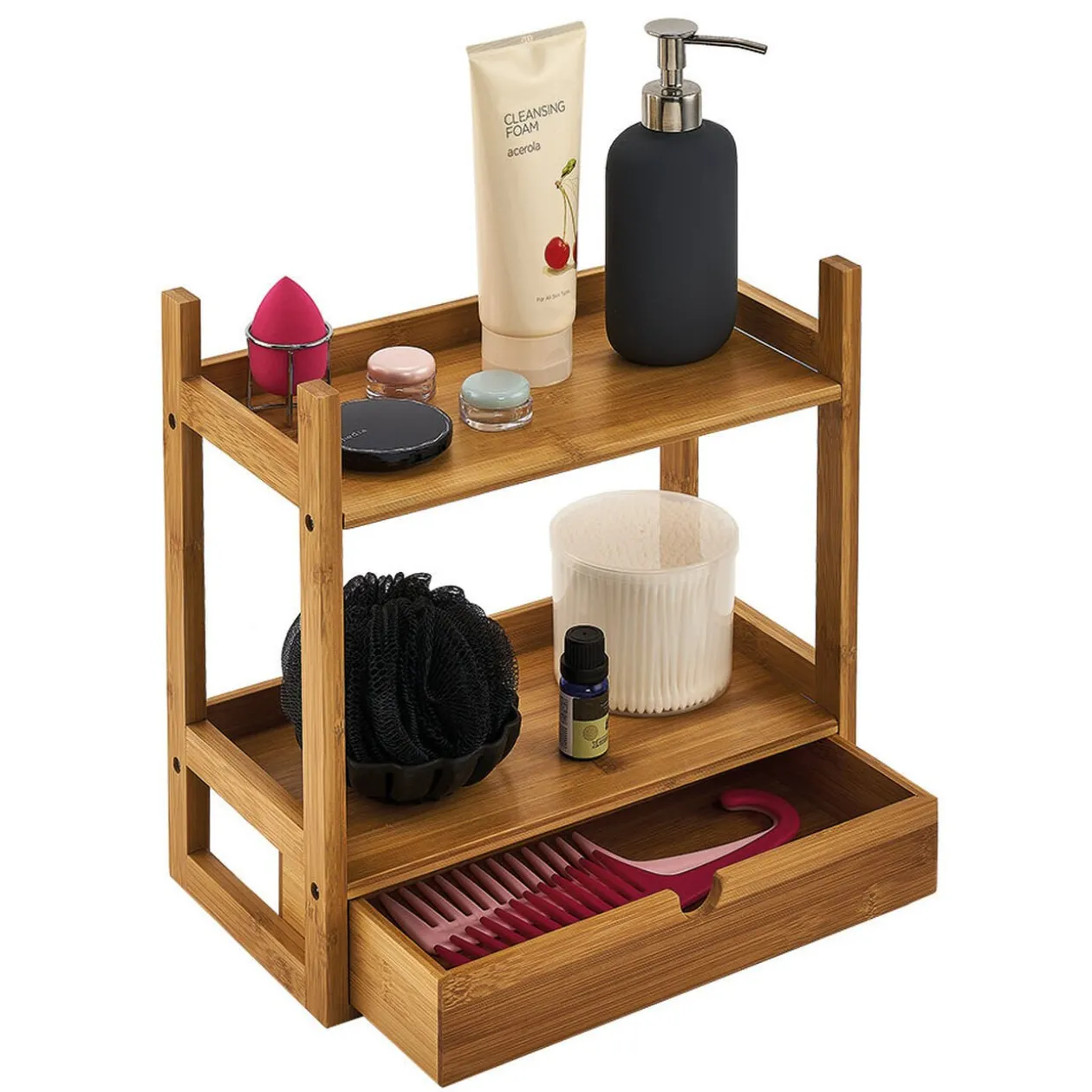 Etagère de rangement pour salle de bain en bambou
