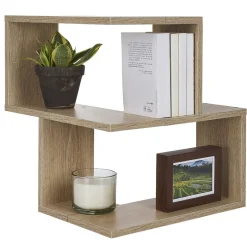 Etagère double spécial angle couleur chêne