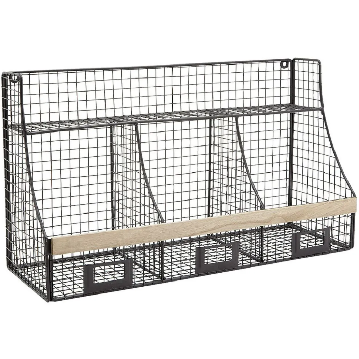 Etagère mural 3 casiers métal noir et naturel