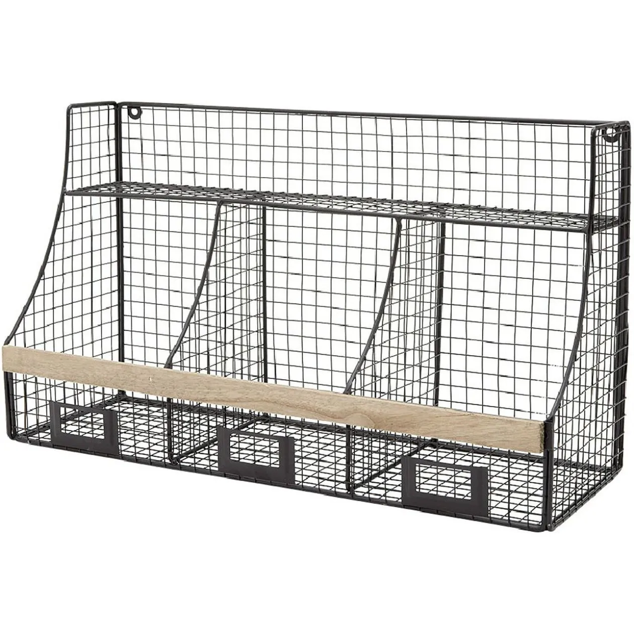 Etagère mural 3 casiers métal noir et naturel