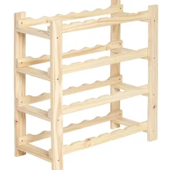 Etagère porte bouteille 4 niveaux en pin naturel