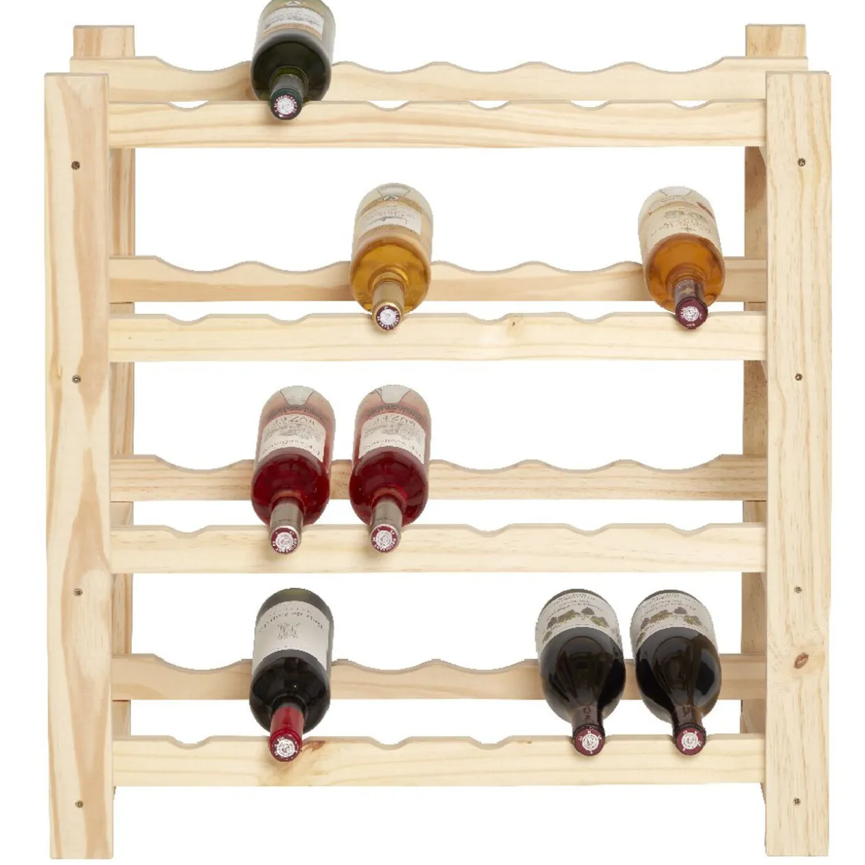 Etagère porte bouteille 4 niveaux en pin naturel