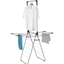 Etendoir à linge avec portant gris et noir