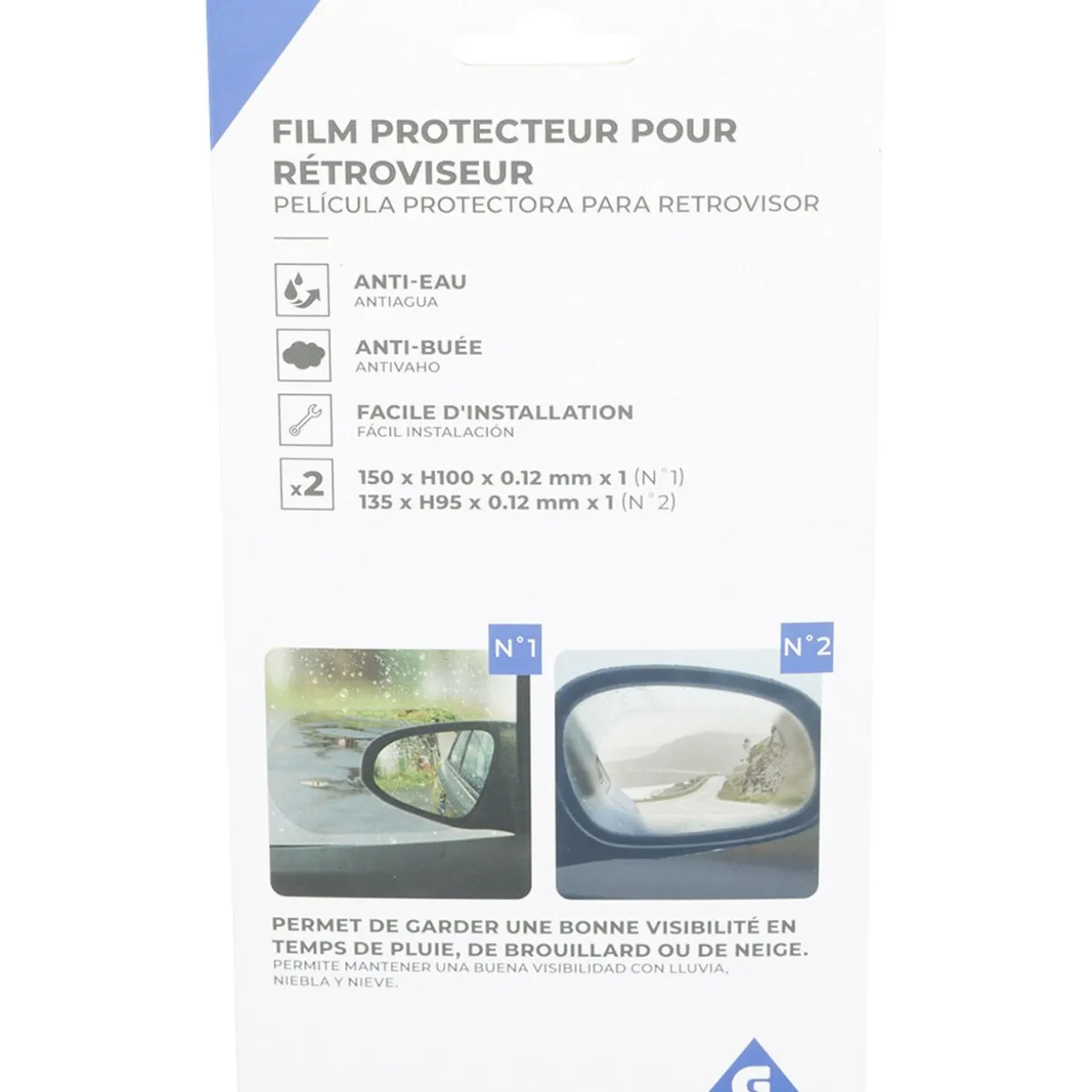 Fim de protection pour rétroviseur anti pluie anti buée x2
