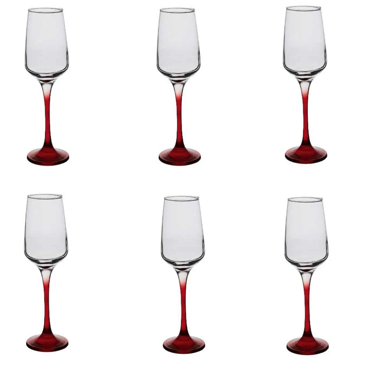 Flûte à champagne rouge translucide x6