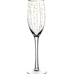 Flûte à champagne transparent motif pois et rayure cuivre