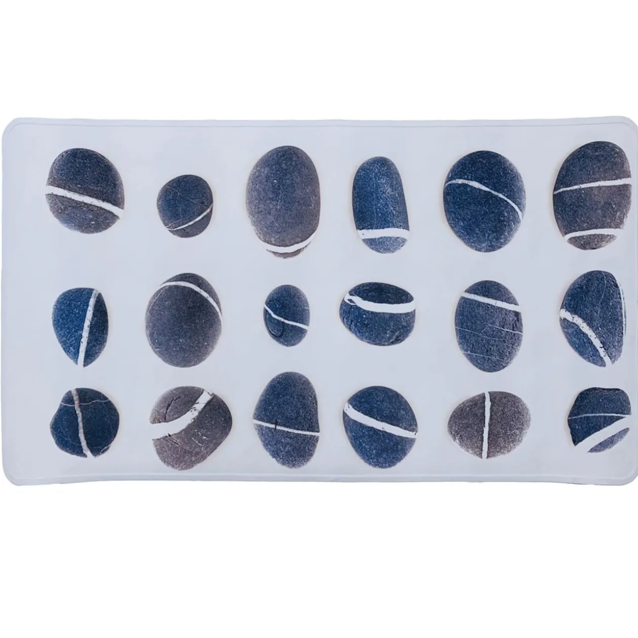 Fond de douche pvc blanc motif galets gris