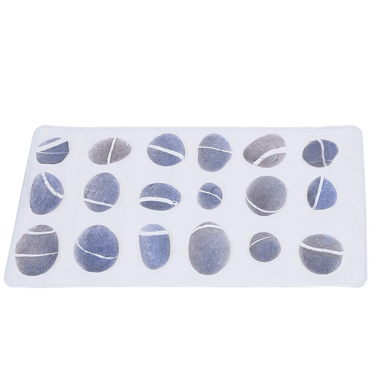 Fond de douche pvc blanc motif galets gris