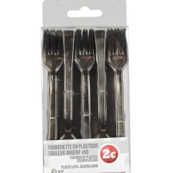 Fourchette plastique argentée x50
