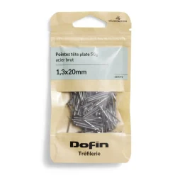 50g pointes tête homme acier brut - 1,3x20 mm