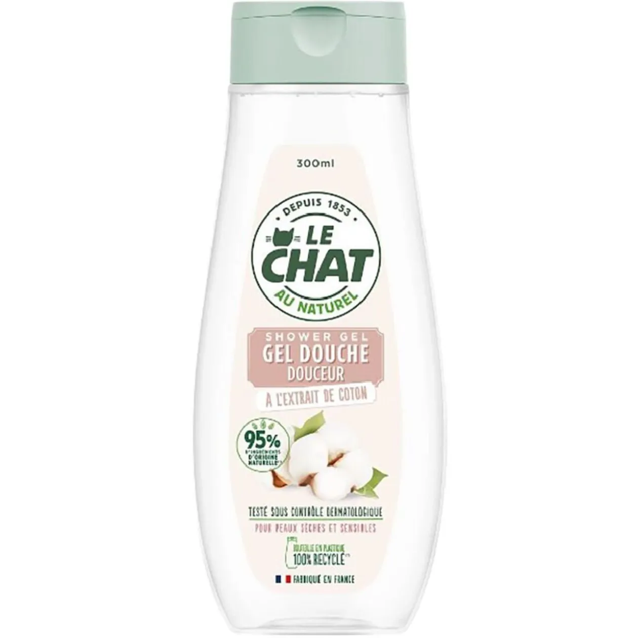 Gel douche douceur Le Chat Naturel à l'extrait de coton 300 ml