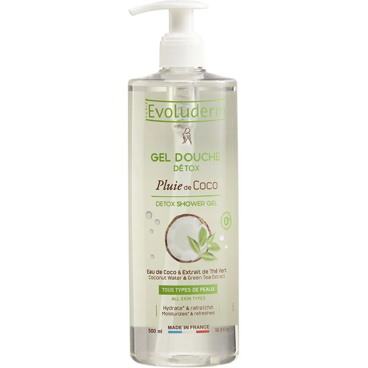 Gel douche détox Evoluderm pluie de coco 500 ml