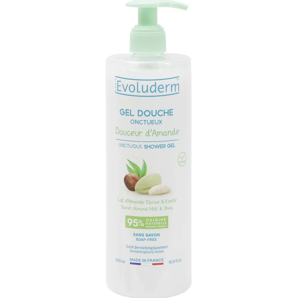 Gel douche Evoluderm onctueux Lait d'amande douce et Karité 500ml