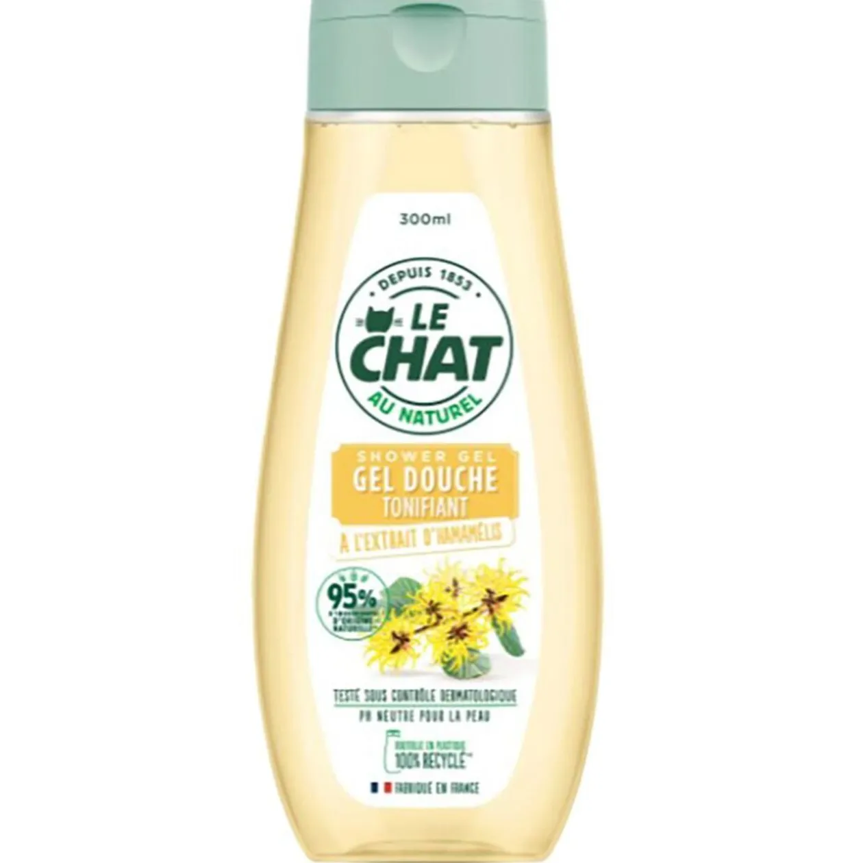 Gel douche tonifiant Le Chat Naturel à l'extrait d'hamamélis 300 ml