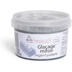 Glaçage miroir argenté pailleté Framboiselle 300g