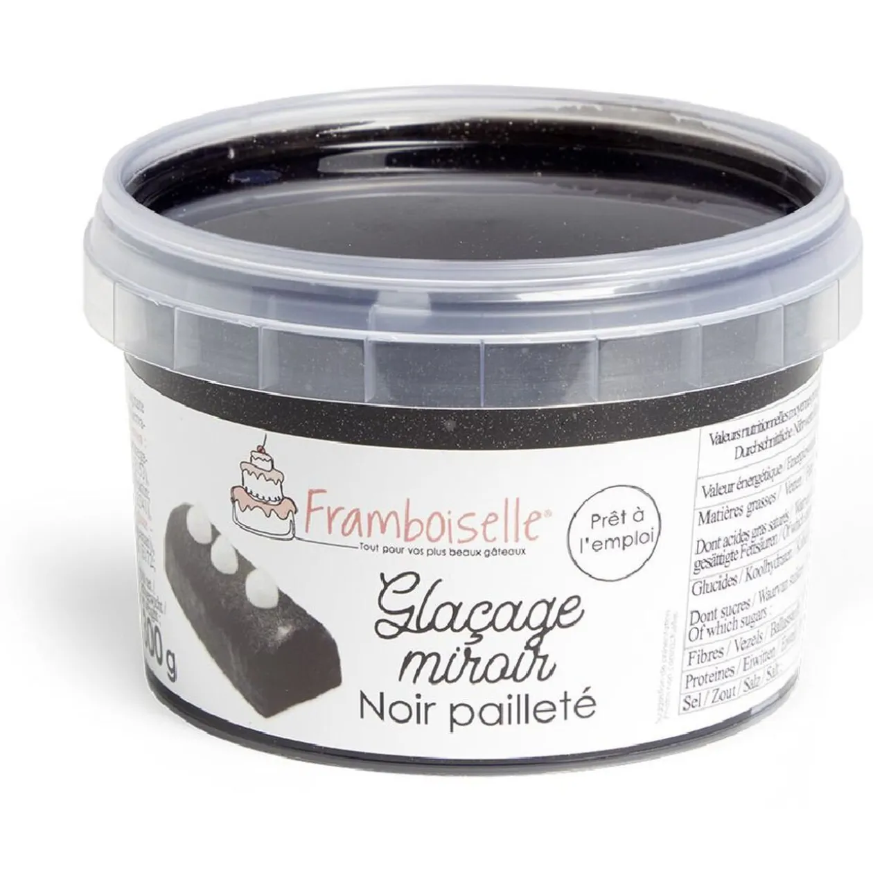 Glaçage miroir noir pailleté 300g